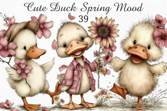 Bringing Whimsy to Life with Cute Duck Spring Mood Clipart PNG