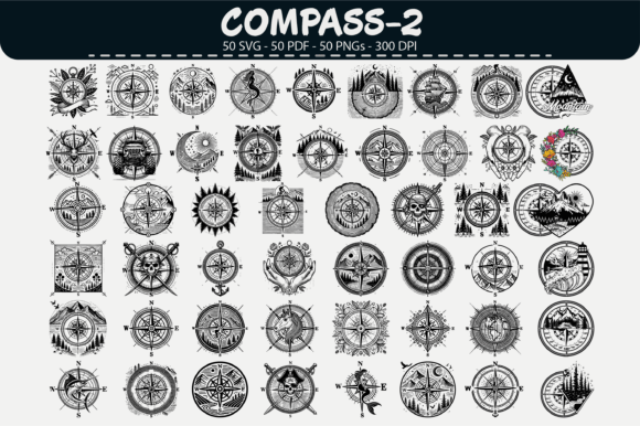 Compass Vector Clipart – 50 Designs