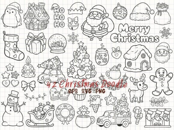 Cute Christmas Doodle Holiday Line Art: A Creative Resource for Modern Designers