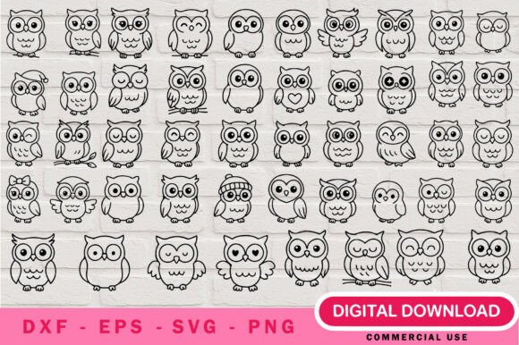 Cute Owls Outline SVG Bundle for Crafters