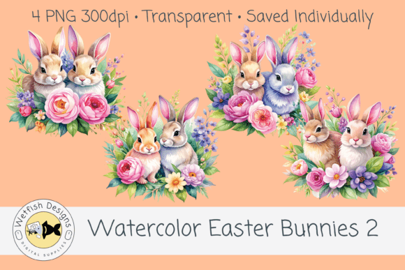 Elevating Spring Designs with Watercolor PNG Easter Bunnies 2