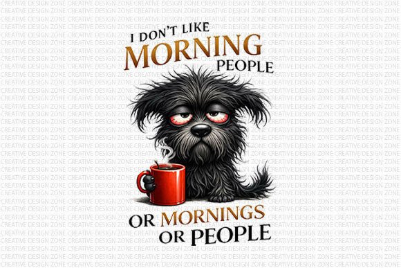Funny Dog Morning Coffee PNG