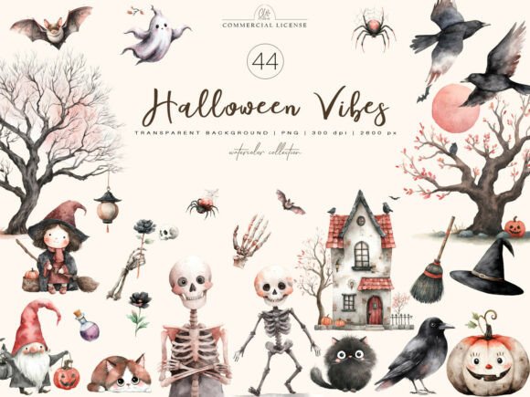 Halloween Vibes Clipart Set: Spooky & Charming