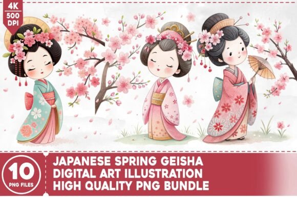 Japanese Spring Geisha PNG Bundle: A Creative Asset Guide