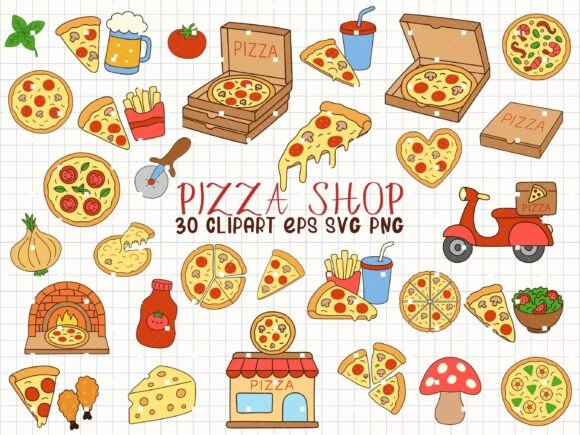 Pizza Svg Bundle, Food Clipart Doodle: A Practical Asset for Creative Professionals