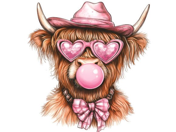Plaid Bow Bubblegum Cowgirl PNG: Merging Western Charm with Modern Digital Design