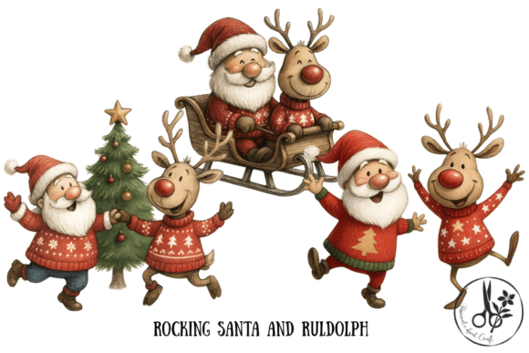 Rocking Santa Ruldolph Clipart Guide