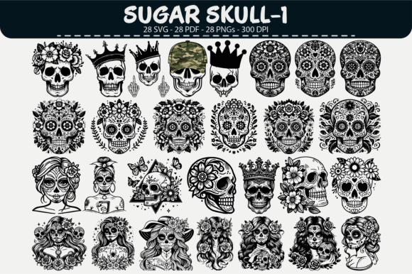Sugar Skull Clipart – 28 Designs: A Comprehensive Digital Resource for Modern Creators