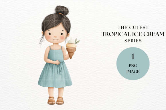 Toddler Girl Watercolor Ice Cream Art