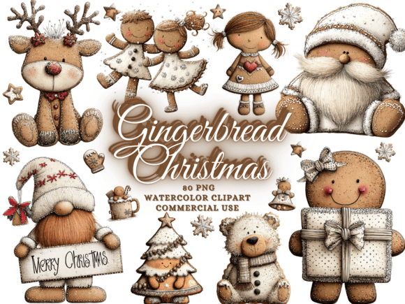 Whimsical Christmas Gingerbread Clipart