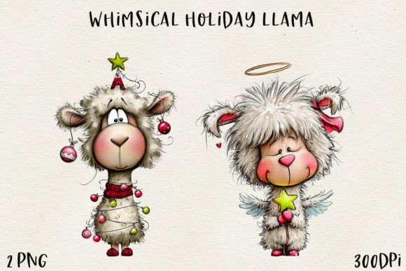 Whimsical Christmas Llama Clipart for Festive Designs