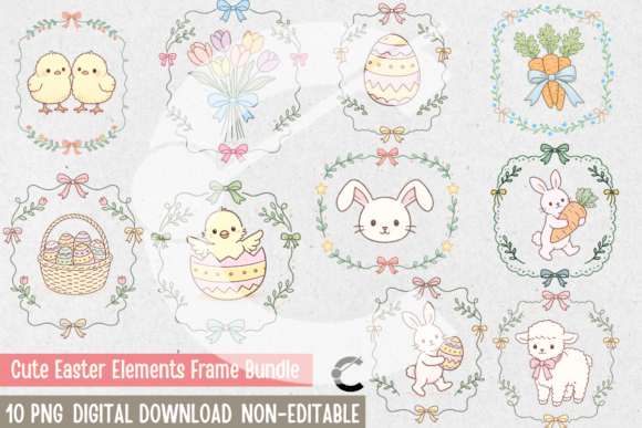 Whimsical Easter Doodle Frames Bundle